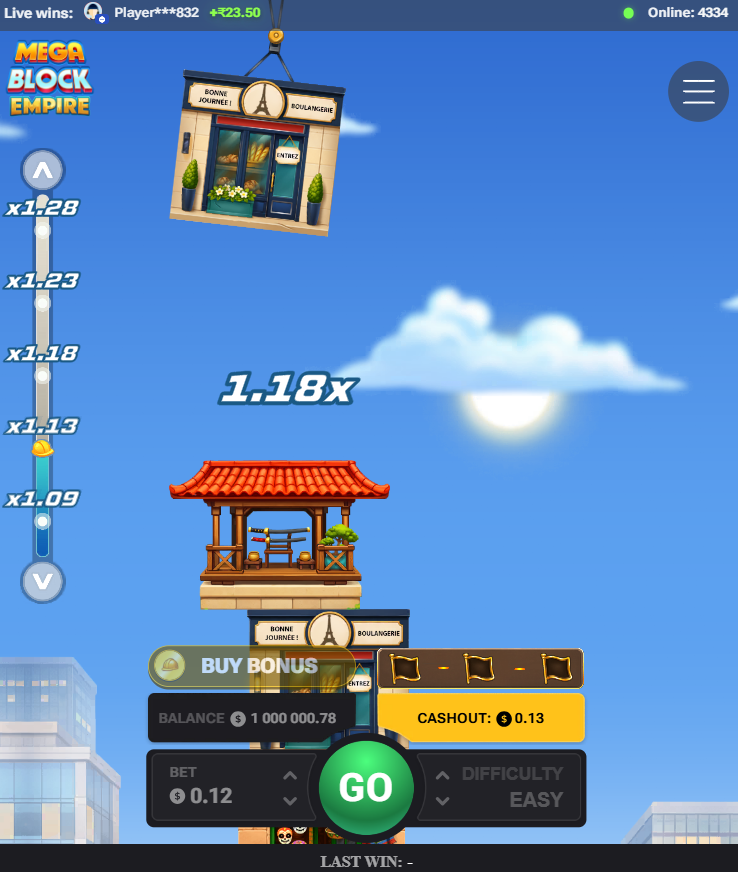 MegaBlock Empire na mobilu ve svislém zobrazení