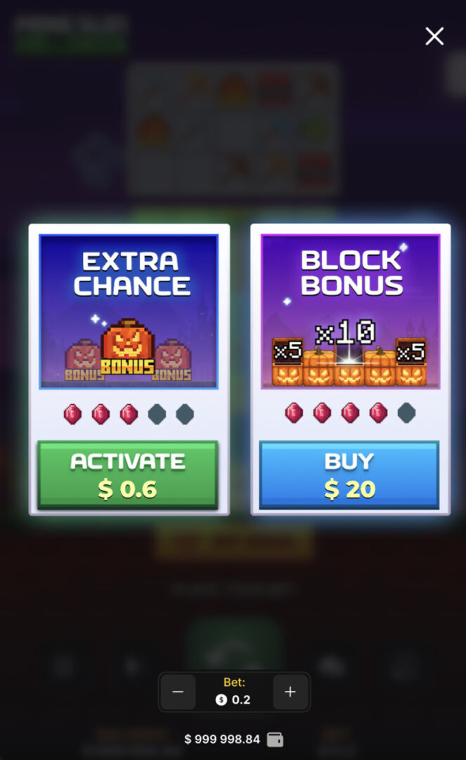 Mine Slot Halloween na mobilu na výšku s nabídkou Extra Chance a Block Bonus