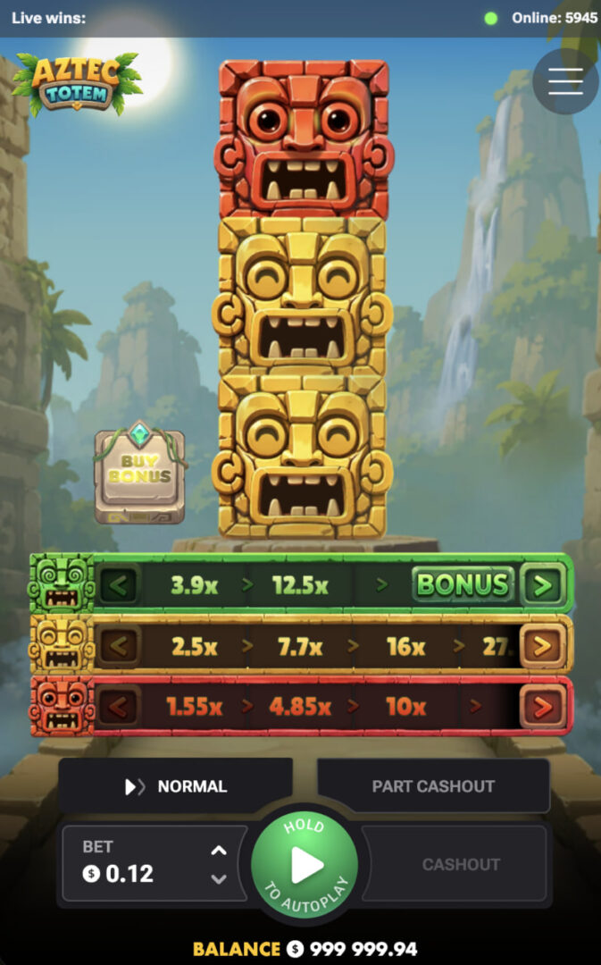 Aztec Totem ve svislé verzi na mobilním telefonu